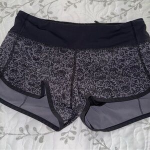 lululemon athletica Black Floral Athletic Shorts rare